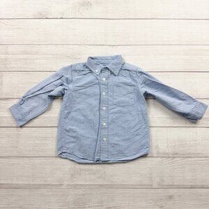The Children’s Place Toddler Boys Button Down Shirt Blue Long Sleeve Pocket 3T